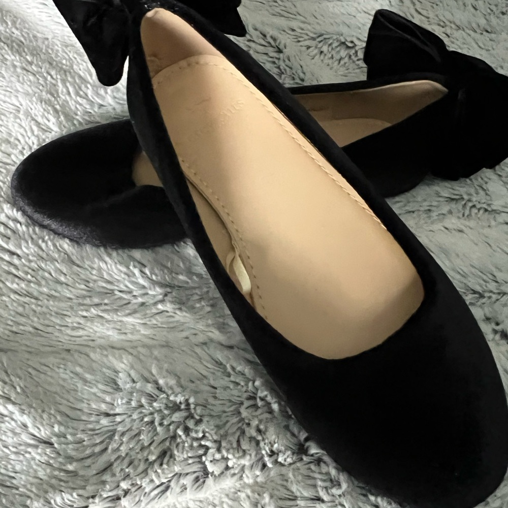 Crewcuts bow back black ballet flats